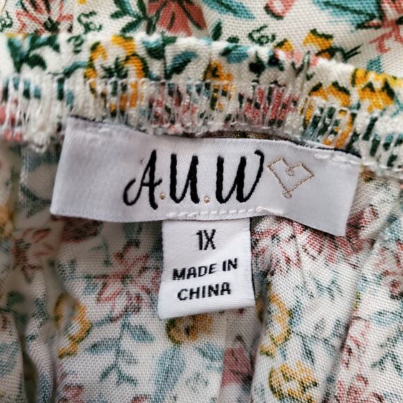 AUW Womens 1X Floral Wrap Dress Deep V Adjustable Straps Lightweight New - Picture 5 of 8